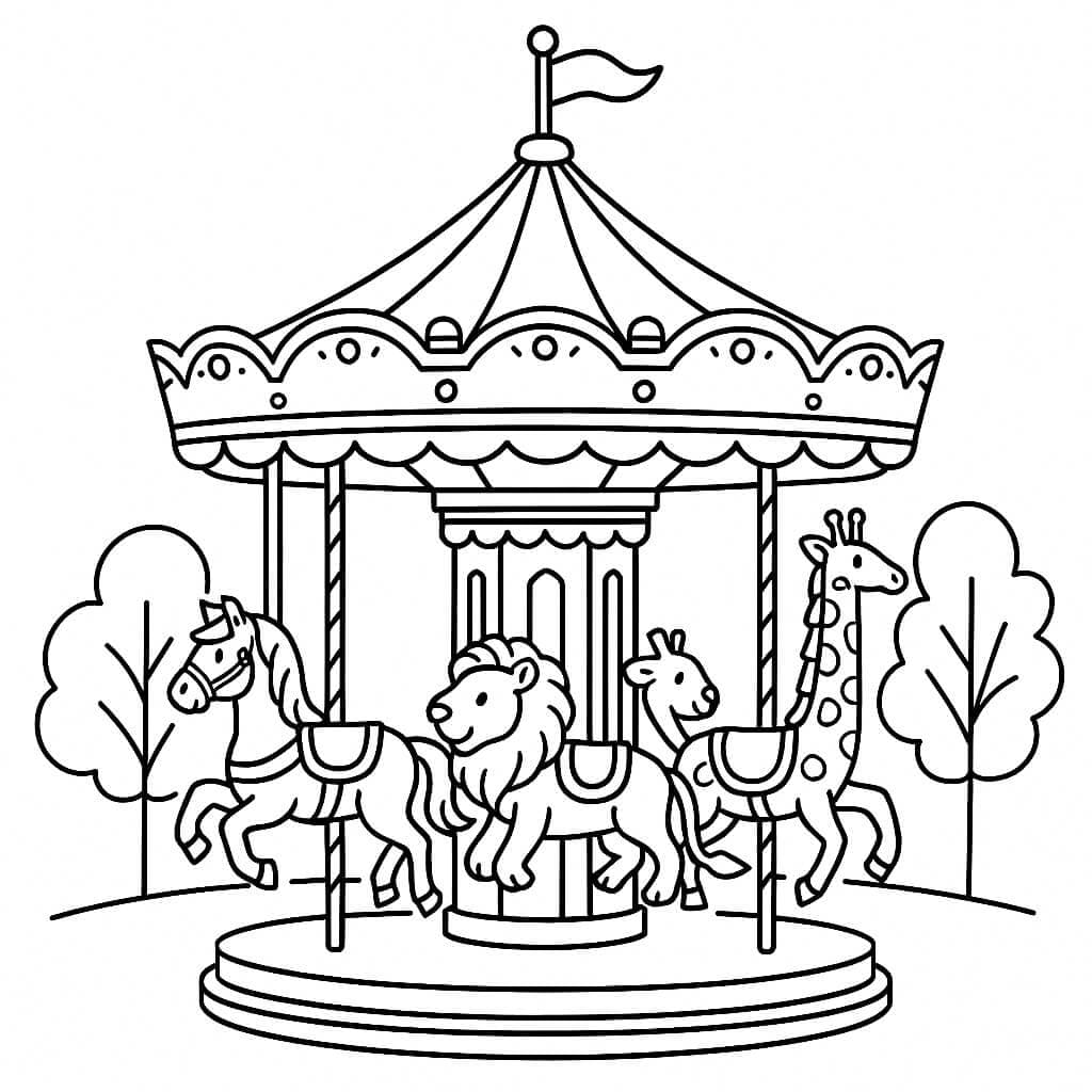 Carrossel antigo para colorir