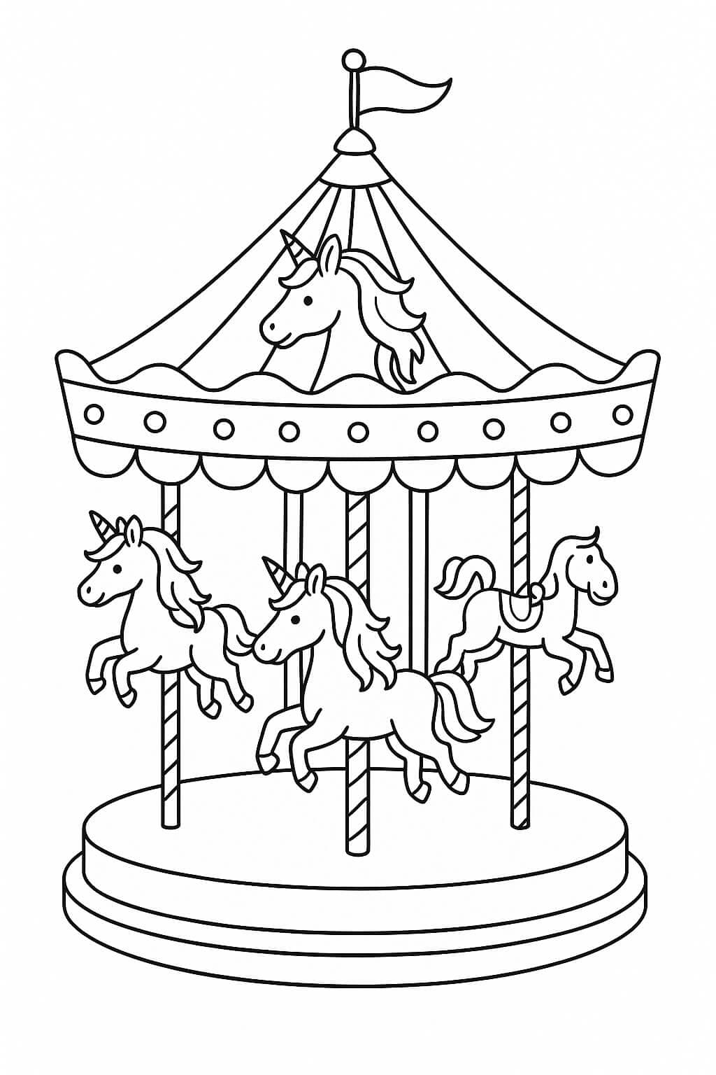 Carrossel com crianças para colorir