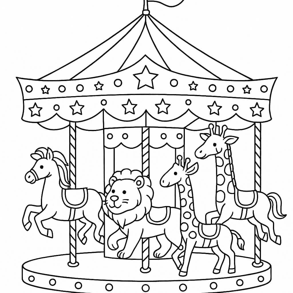 Carrossel com luzes para colorir