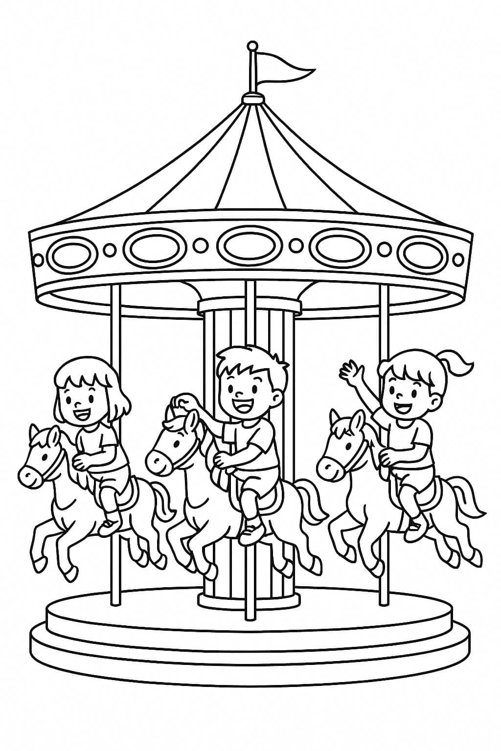 Carrossel de animais para colorir