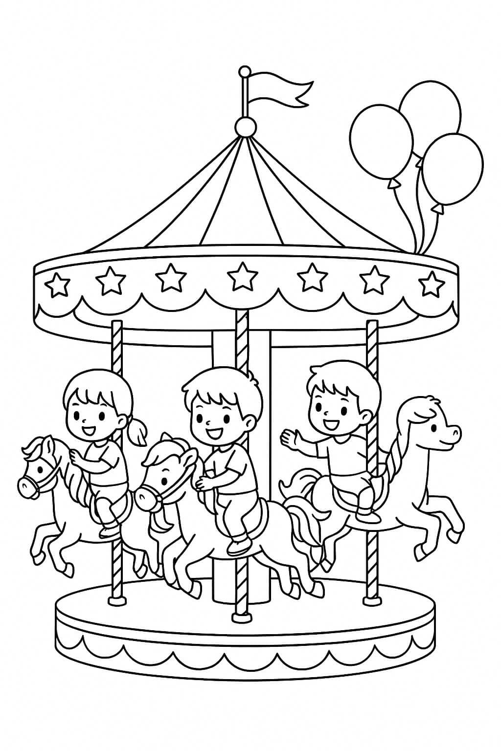 Carrossel e balões para colorir