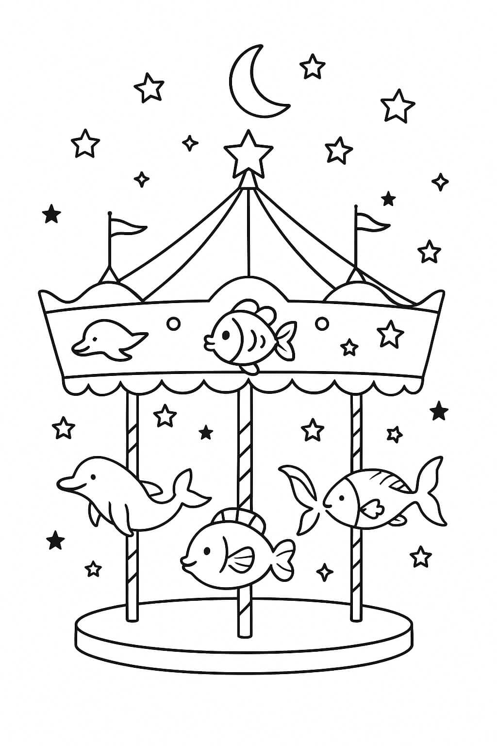 Carrossel marinho para colorir