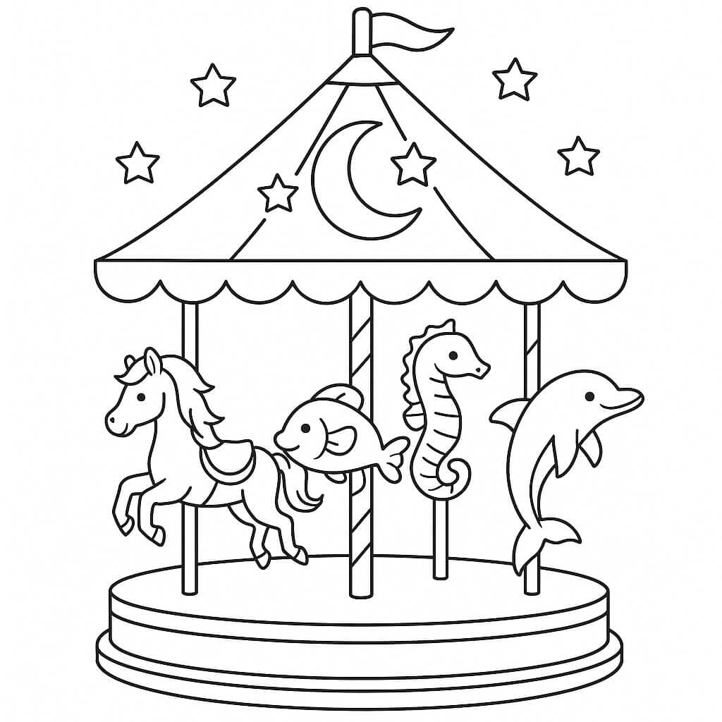 Carrossel no circo para colorir