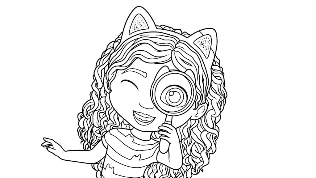 Gabby com lupa para colorir