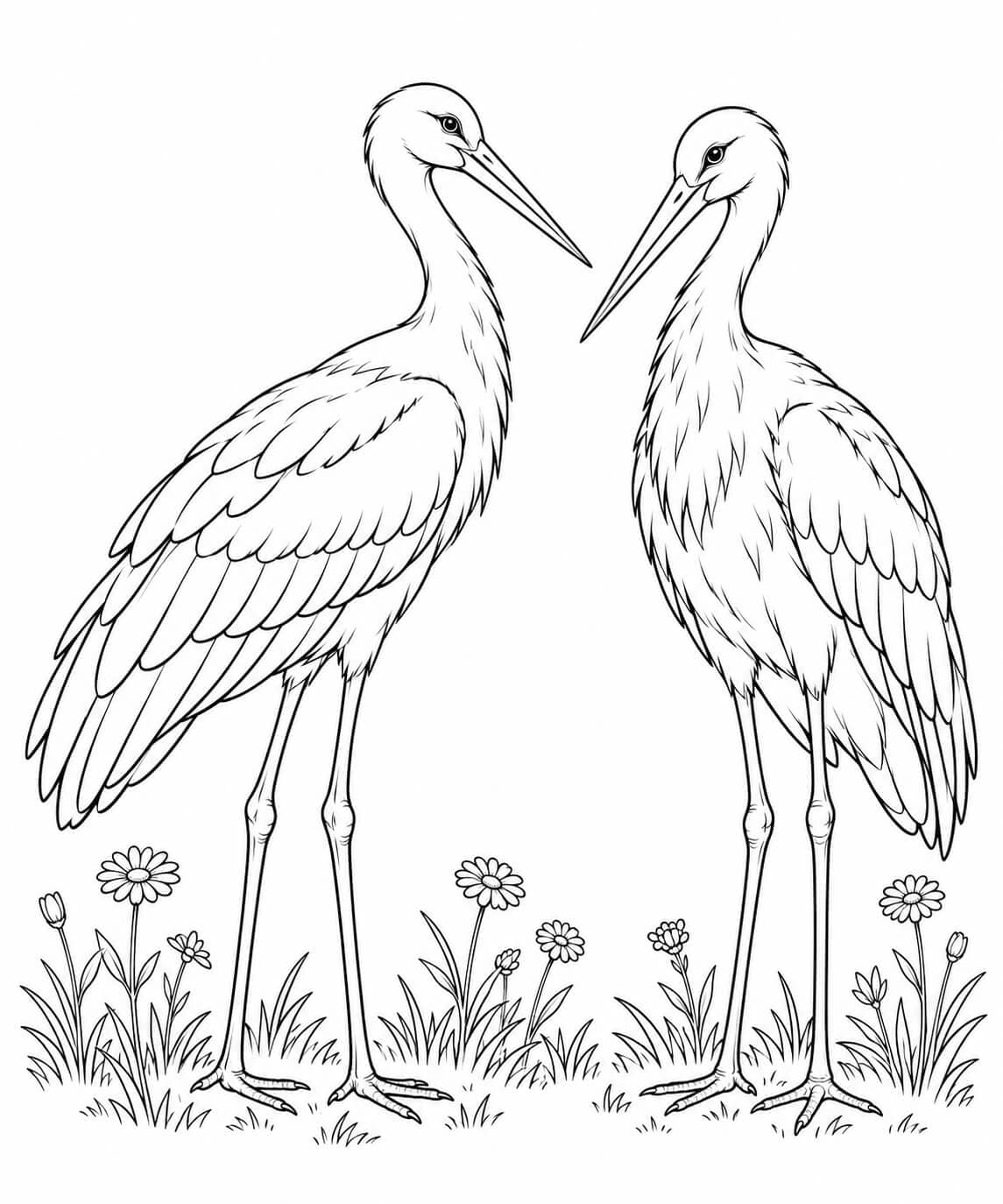 Casal de cegonhas para colorir