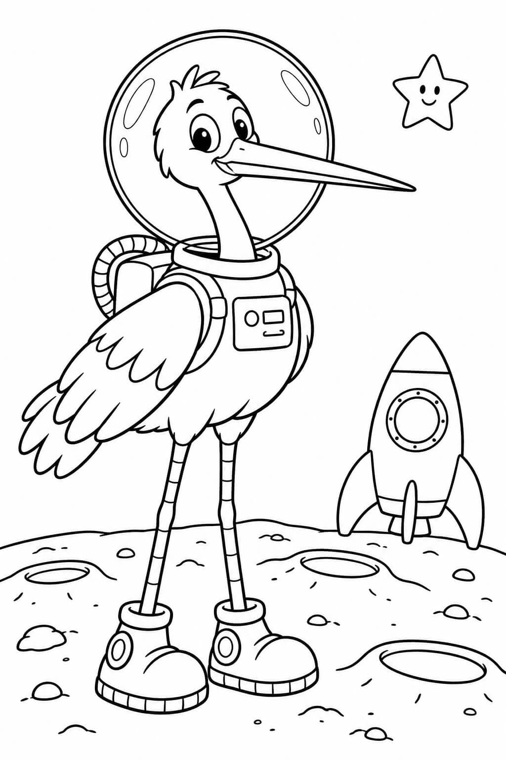 Cegonha astronauta para colorir