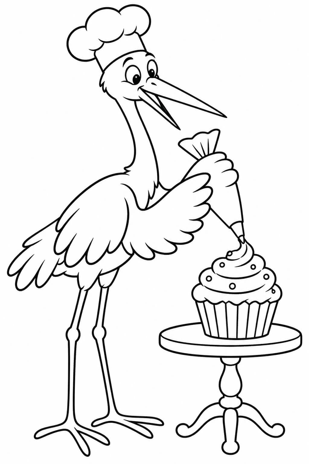 Cegonha confeiteira para colorir