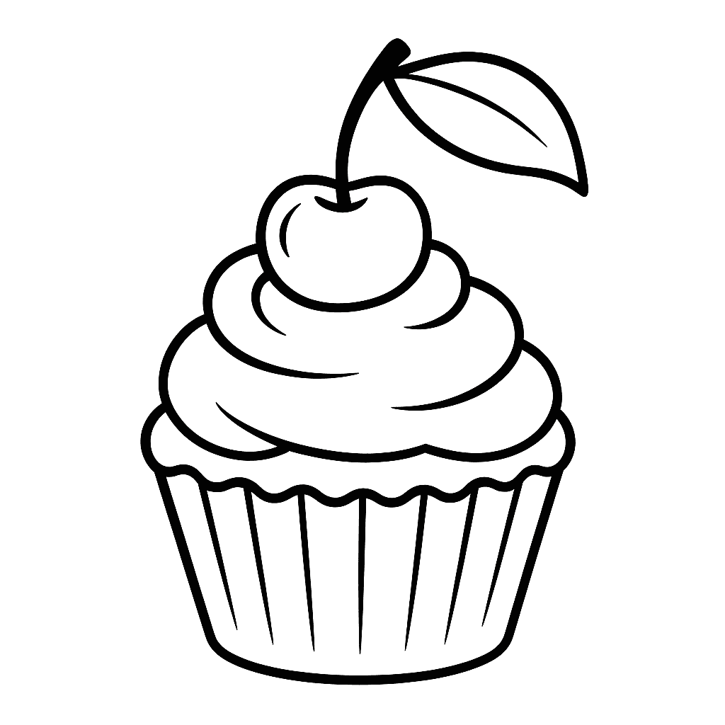Cupcake de cereja para colorir