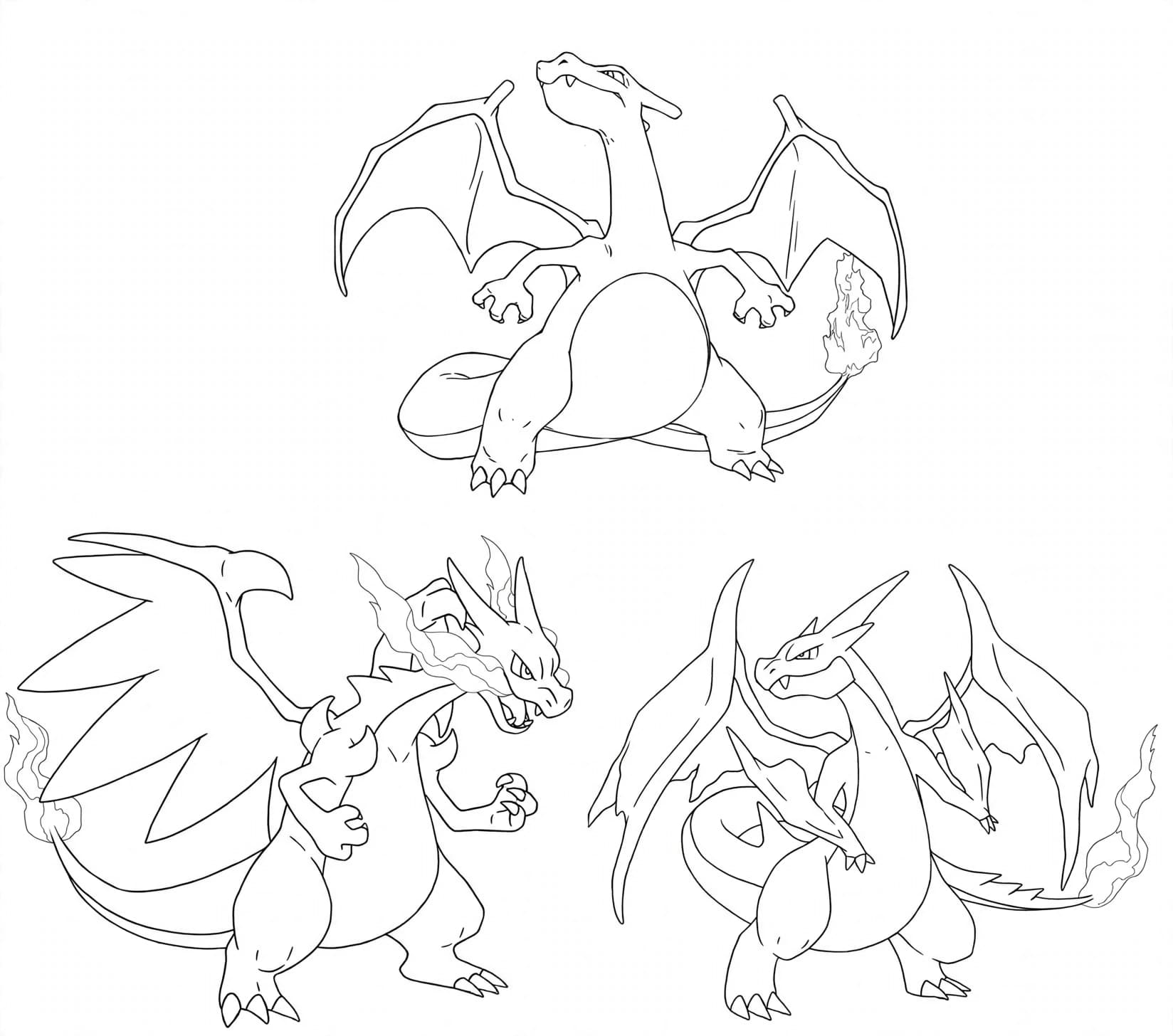 Charizard e Mega Charizard para colorir