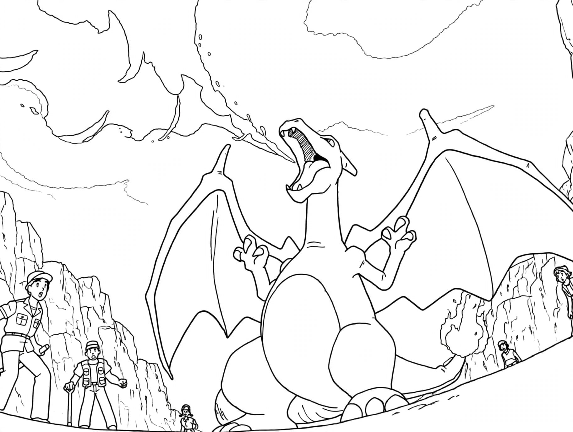 Charizard em ação para colorir