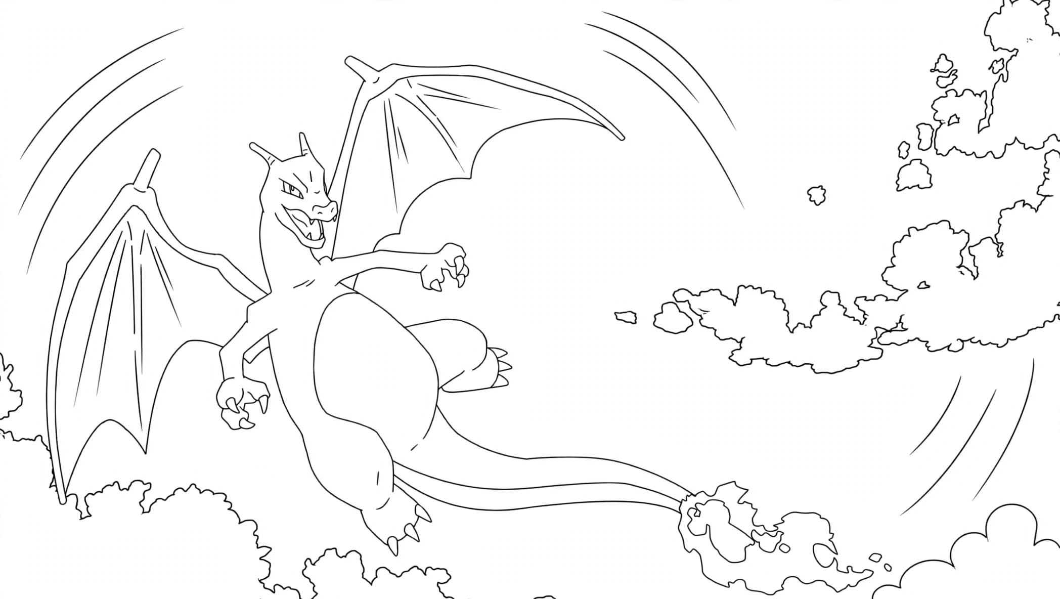 Charizard no céu para colorir