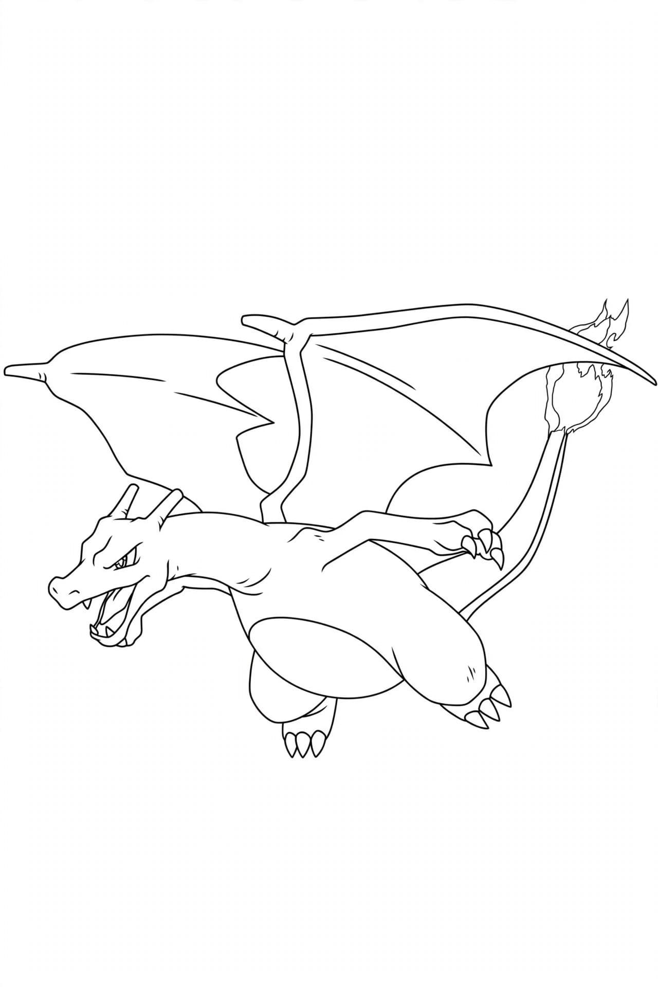 Charizard voando para colorir