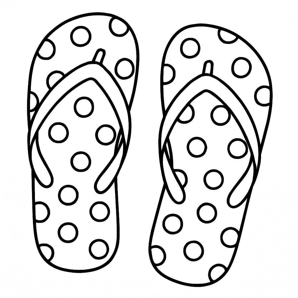 Chinelo com poás para colorir