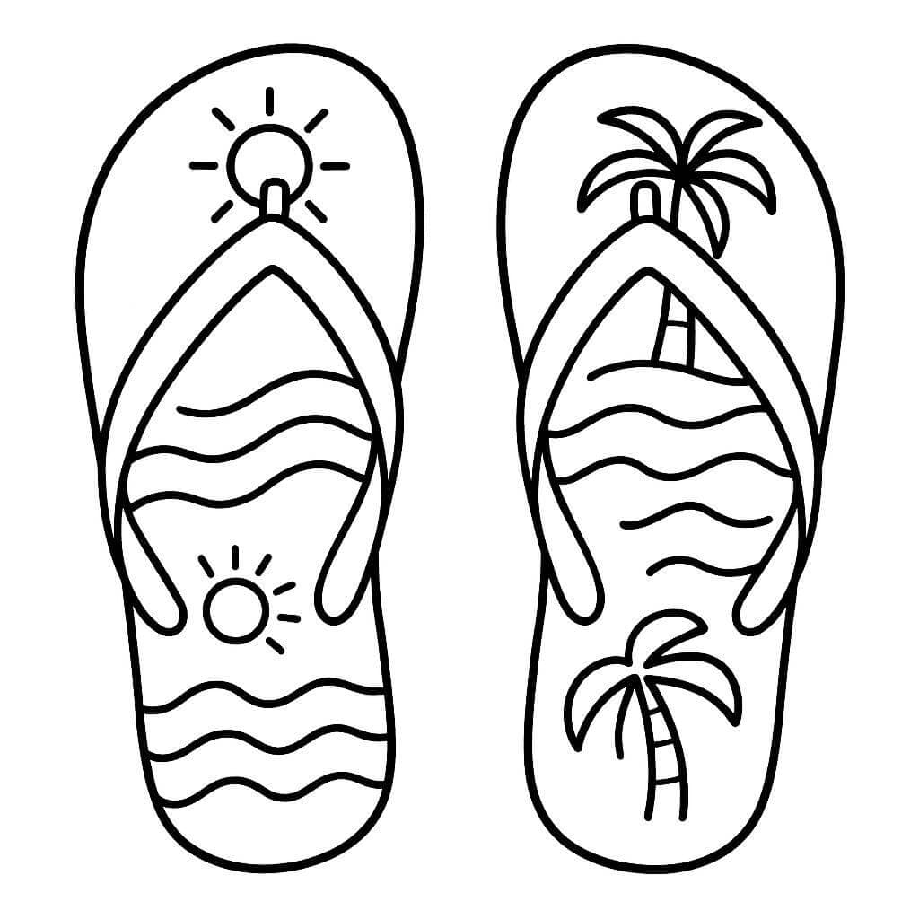 Chinelo de praia para colorir