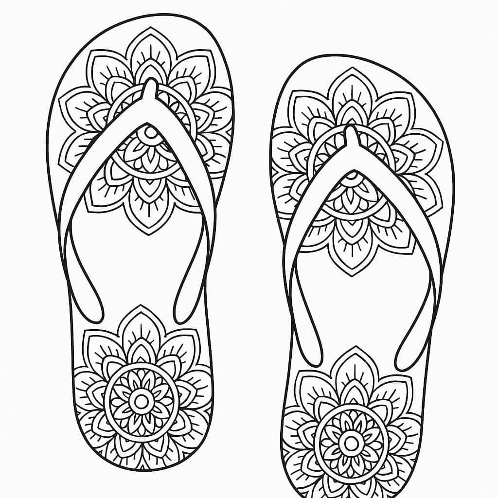 Chinelo mandala para colorir