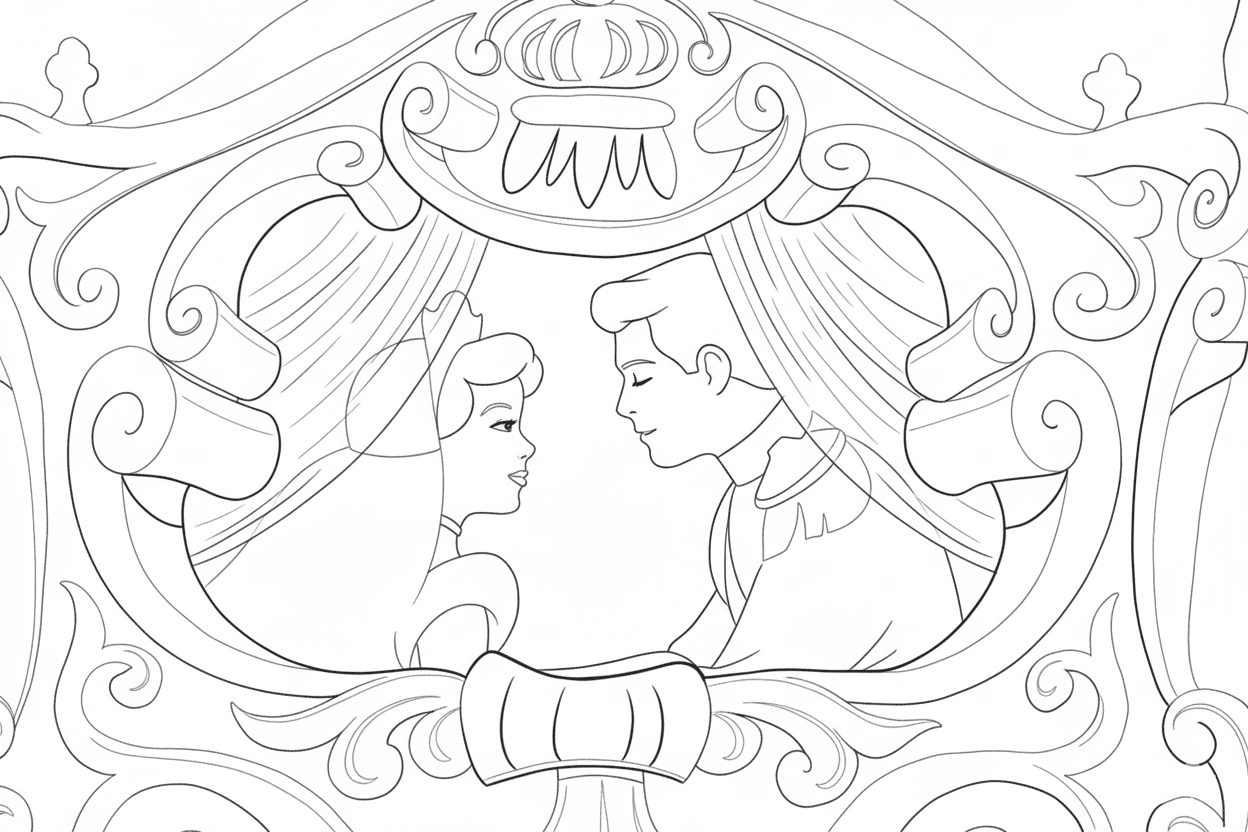Cinderela e o Príncipe para colorir