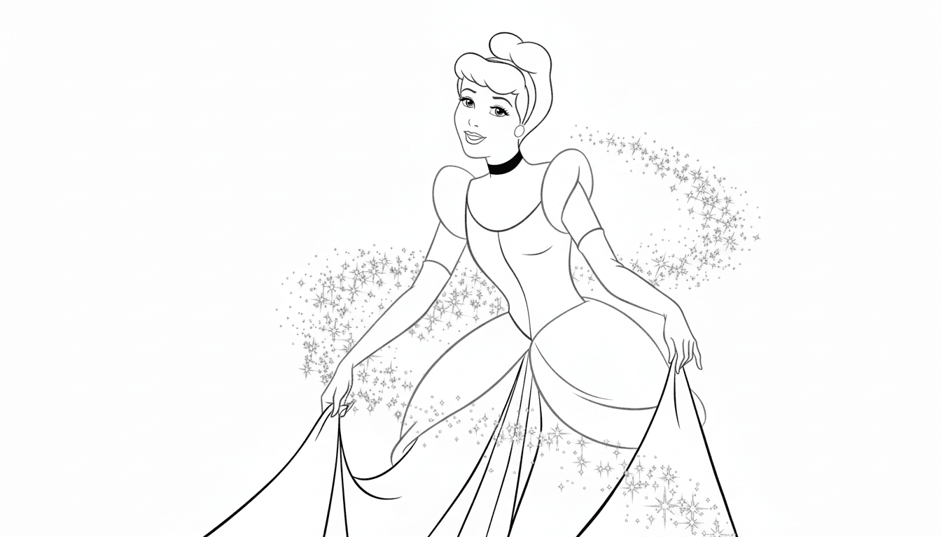 Cinderela encantada para colorir
