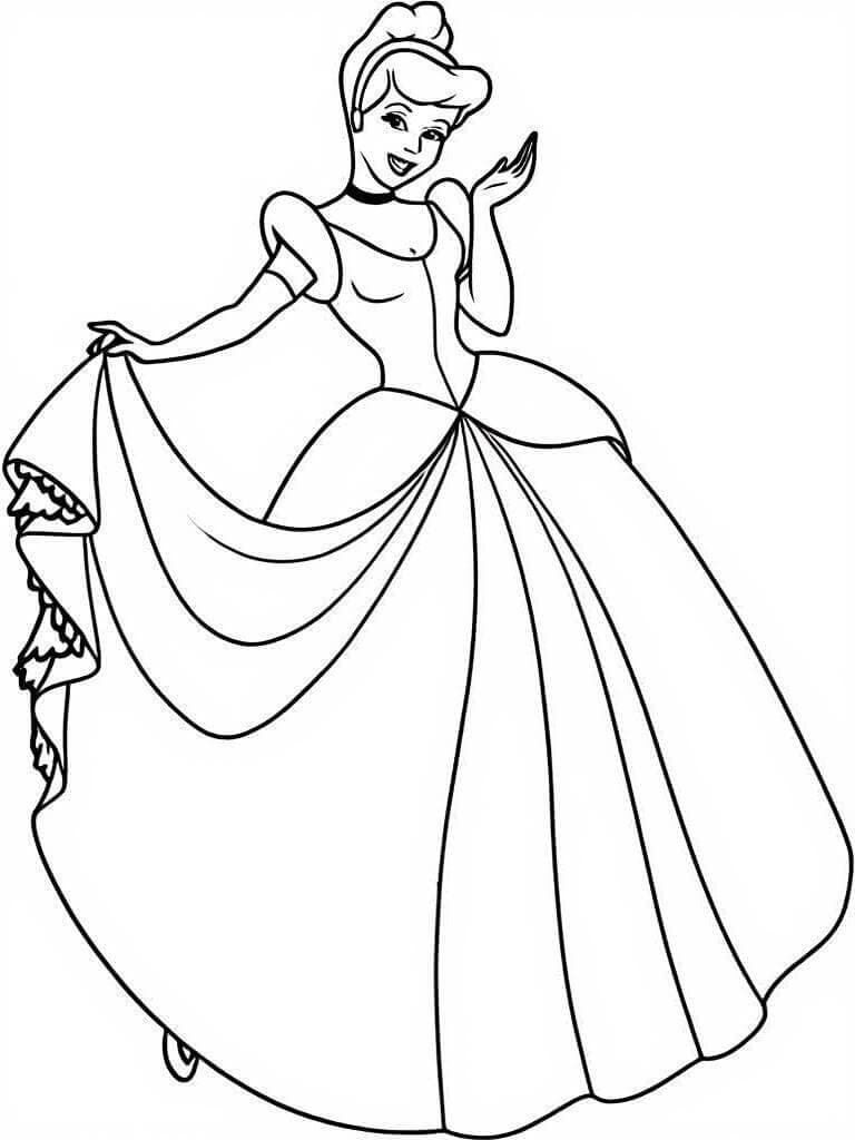 Vestido da Cinderela para colorir