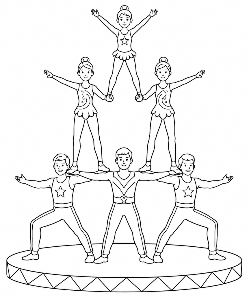 Acrobatas de circo para colorir
