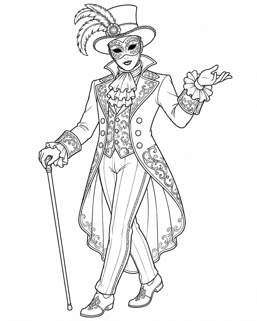 Artista de circo veneziano para colorir