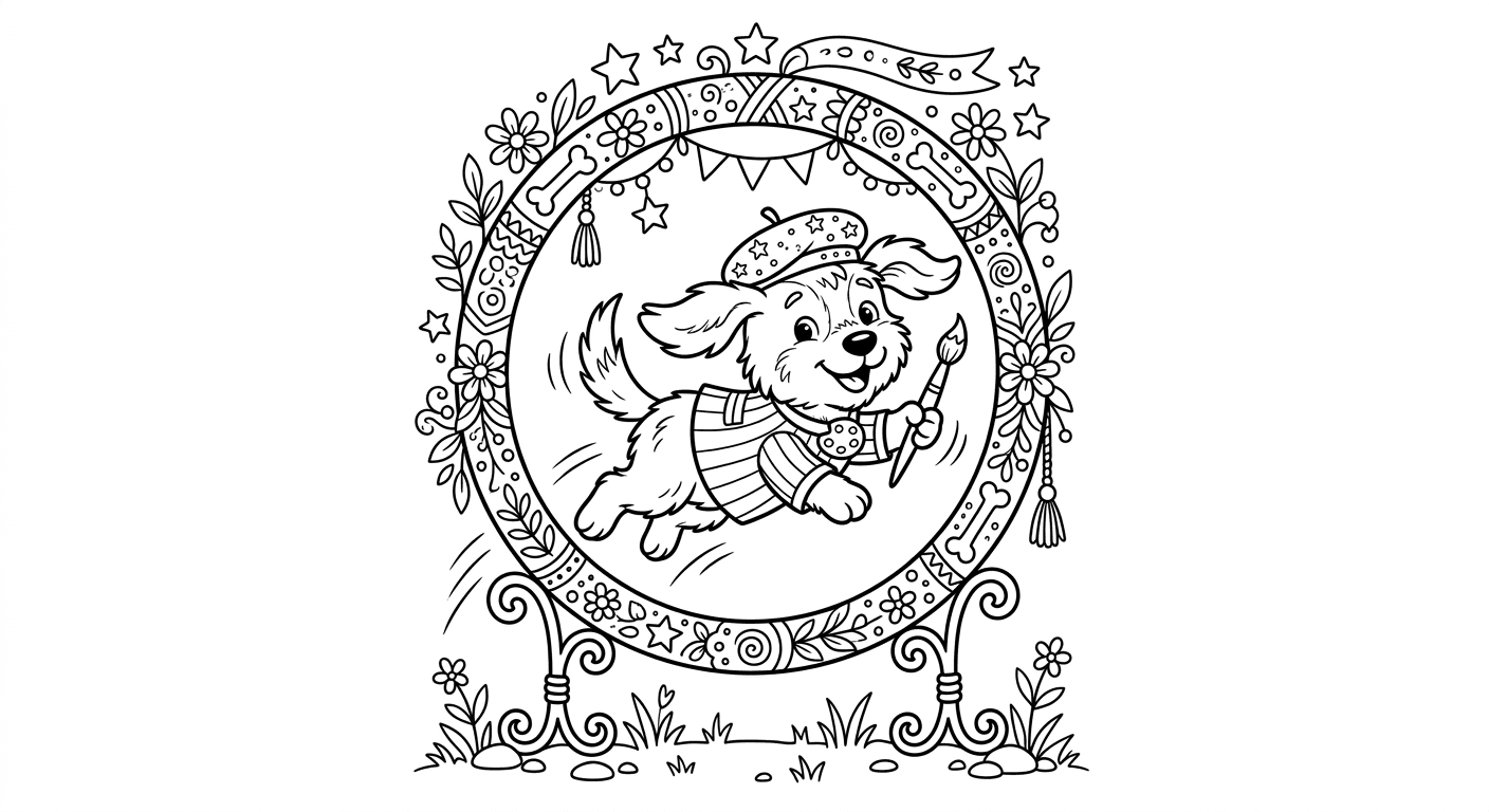 Cachorro artista de circo para colorir