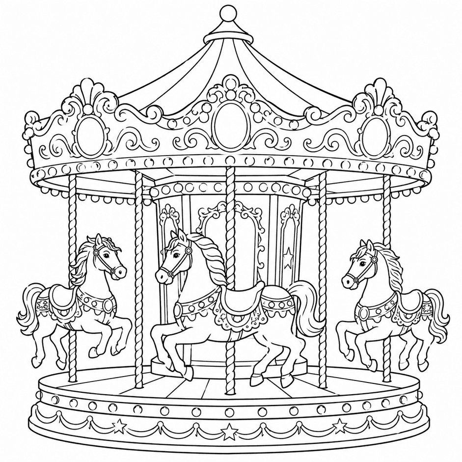 Carrossel de circo para colorir