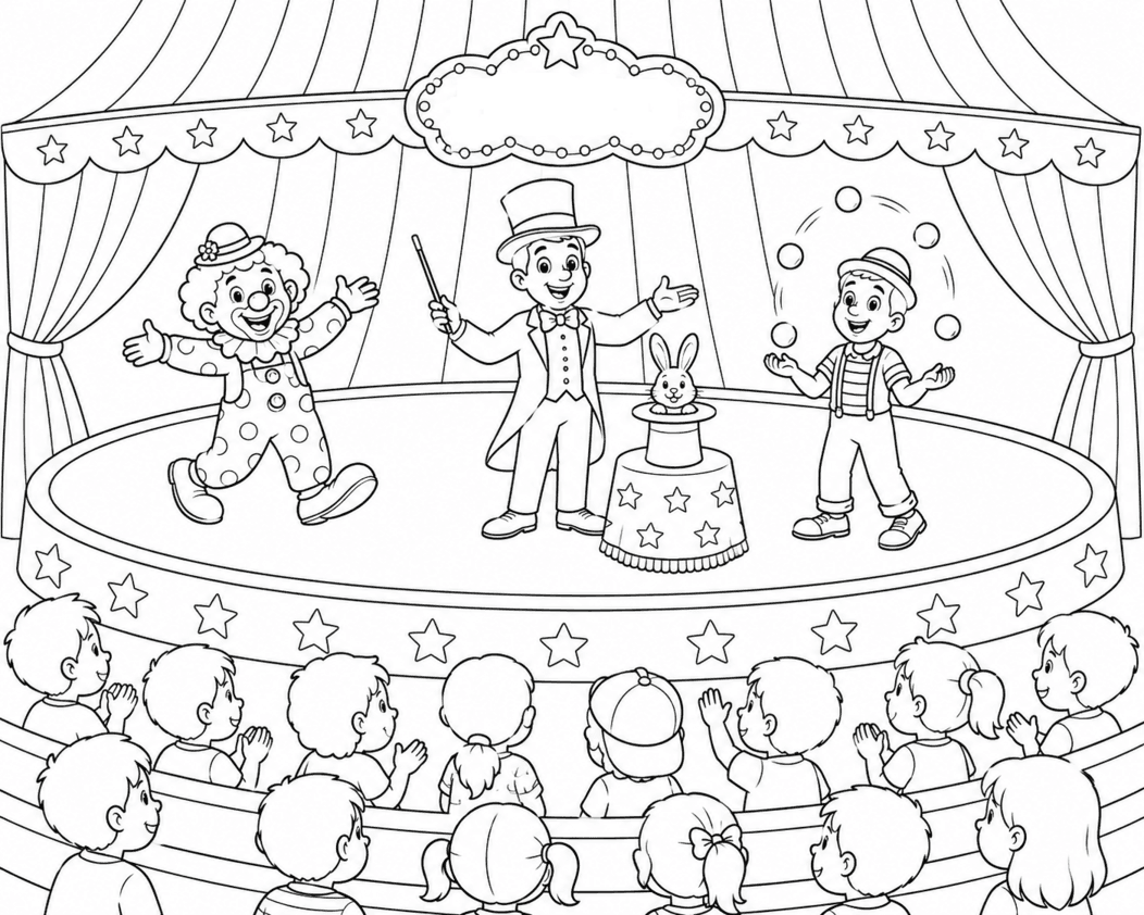 Apresentação de circo para colorir