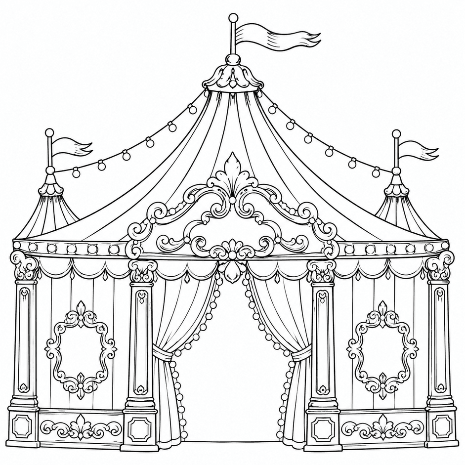 Tenda de circo para colorir