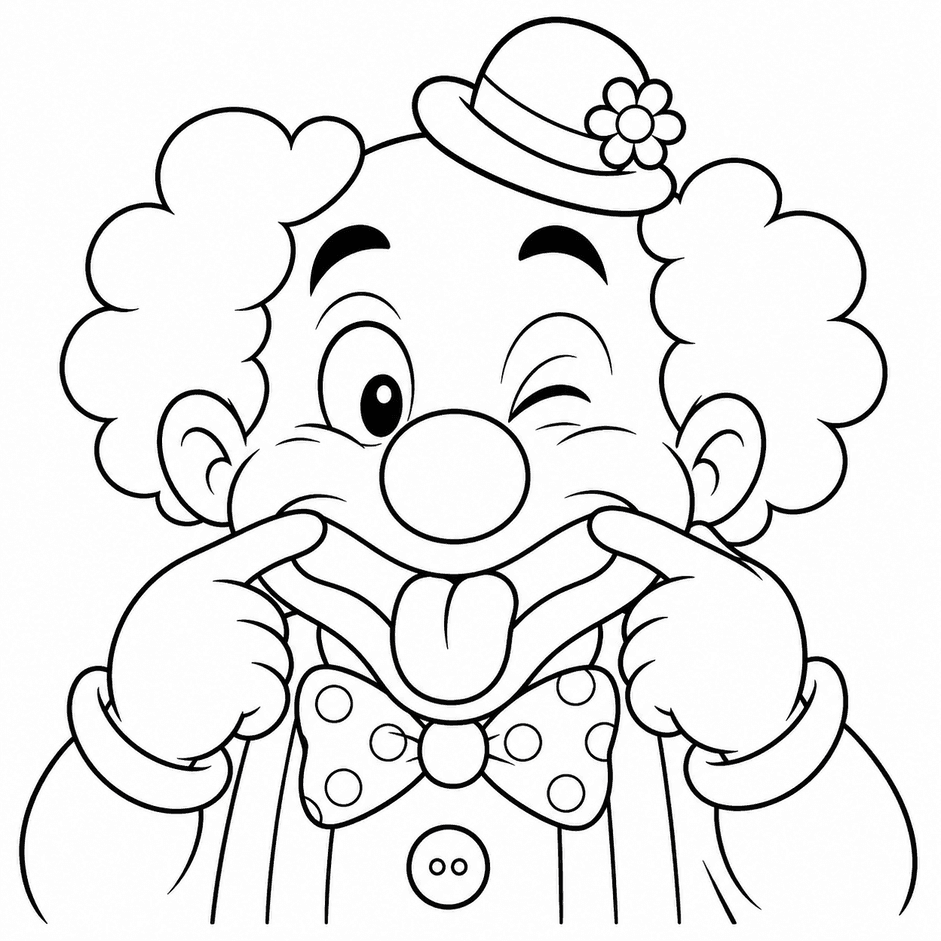 Palhaço fazendo careta para colorir