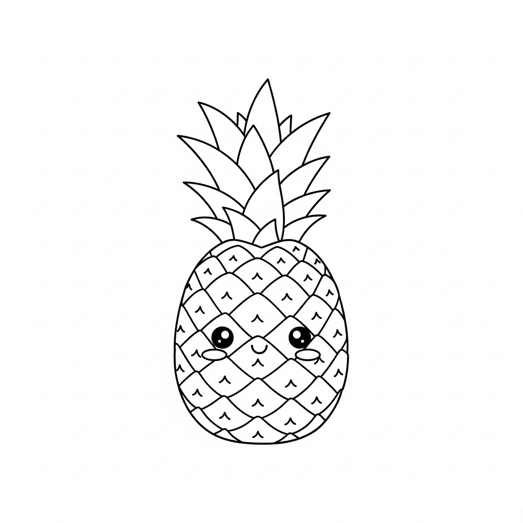 Abacaxi fofo e sorridente para colorir