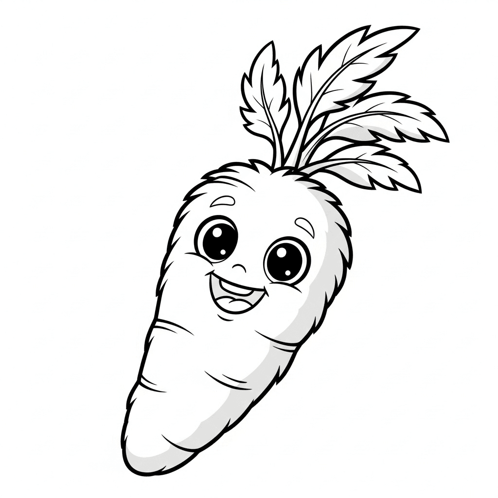 Cenoura fofa e sorridente para colorir