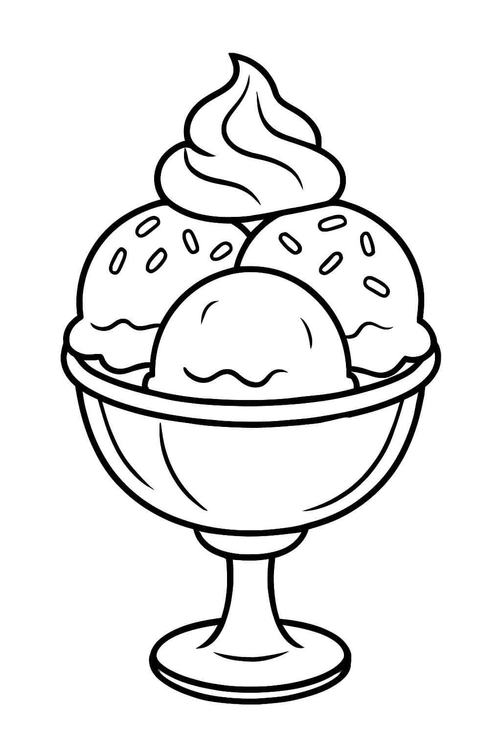 Taça de sundae com cobertura para colorir