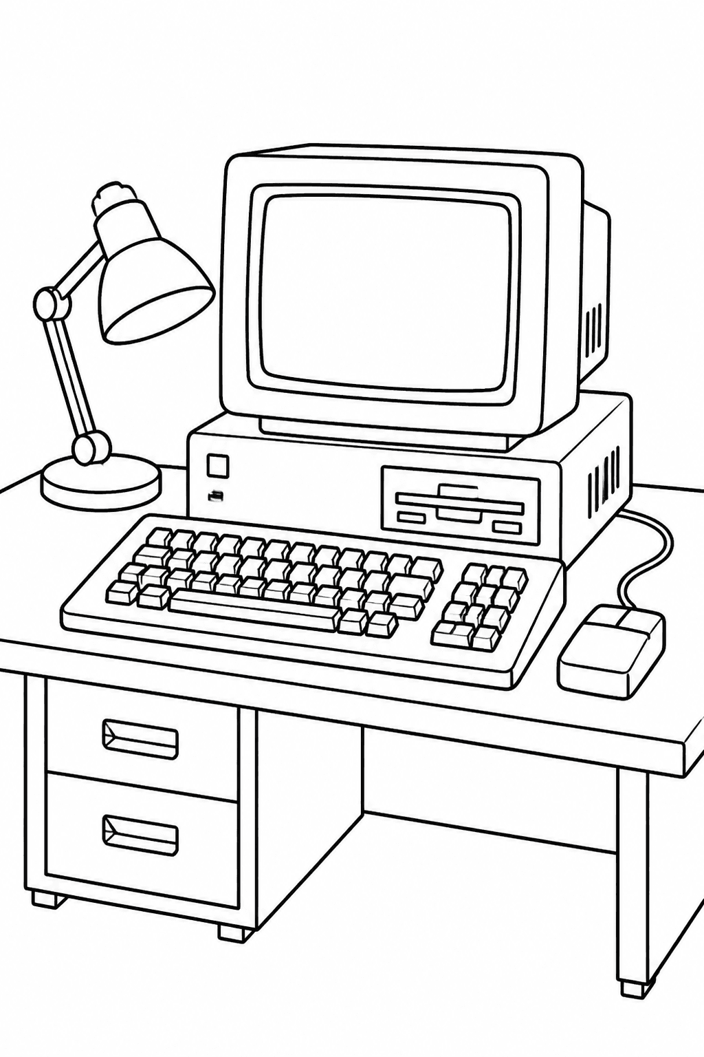 Computador antigo retrô para colorir