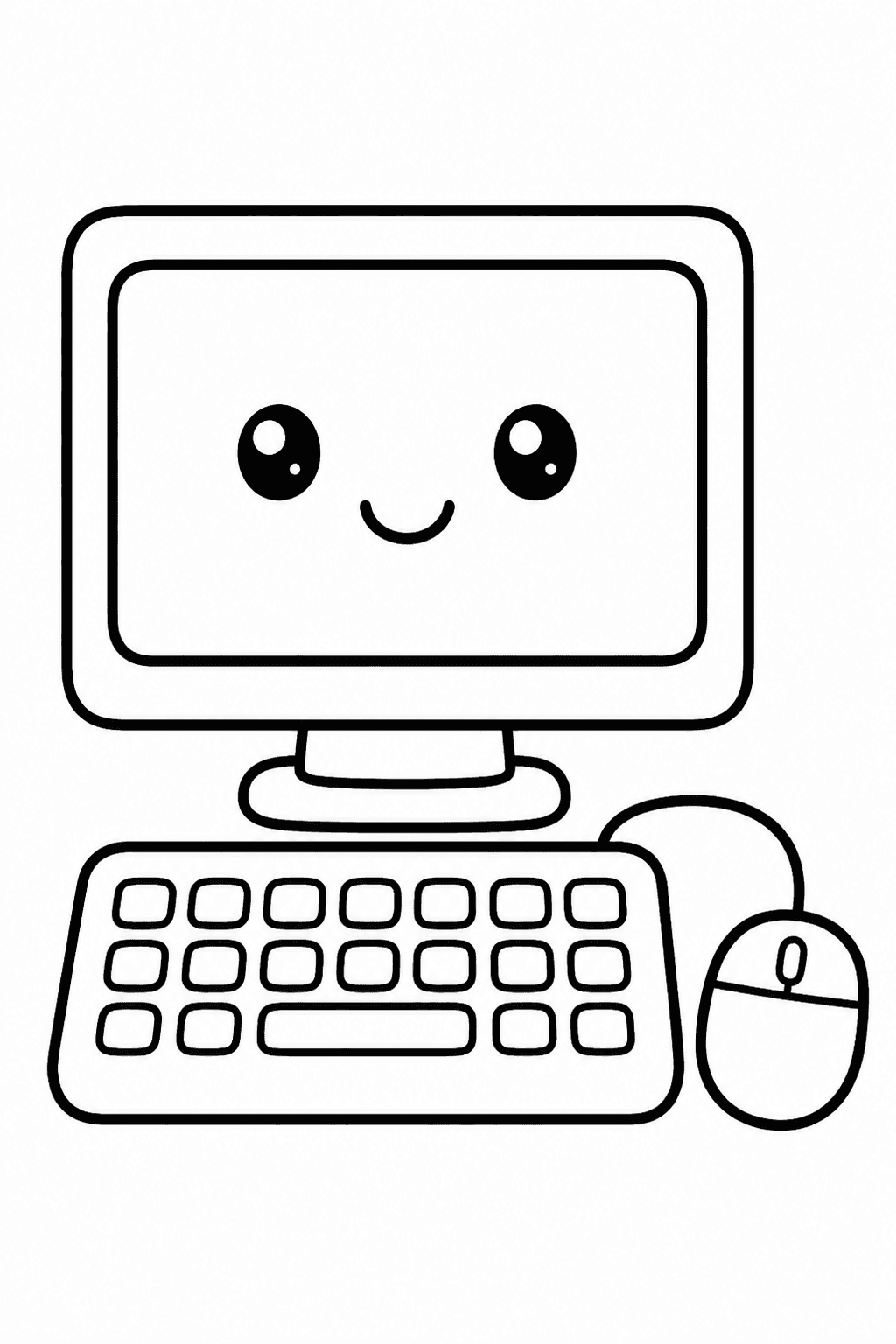 Computador simples e fofo para crianças colorirem