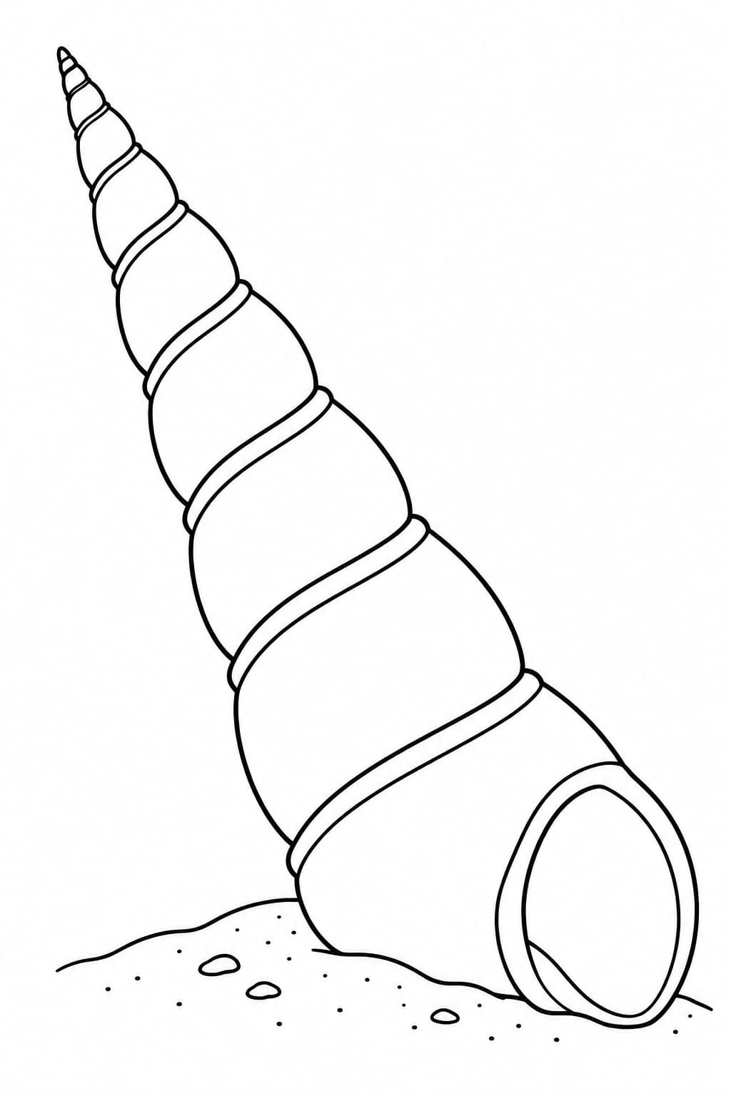 Concha alongada em espiral para colorir