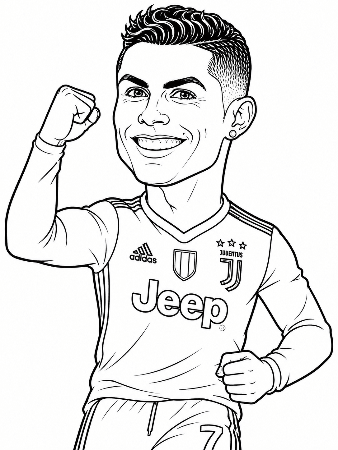 Caricatura do Cristiano Ronaldo para colorir