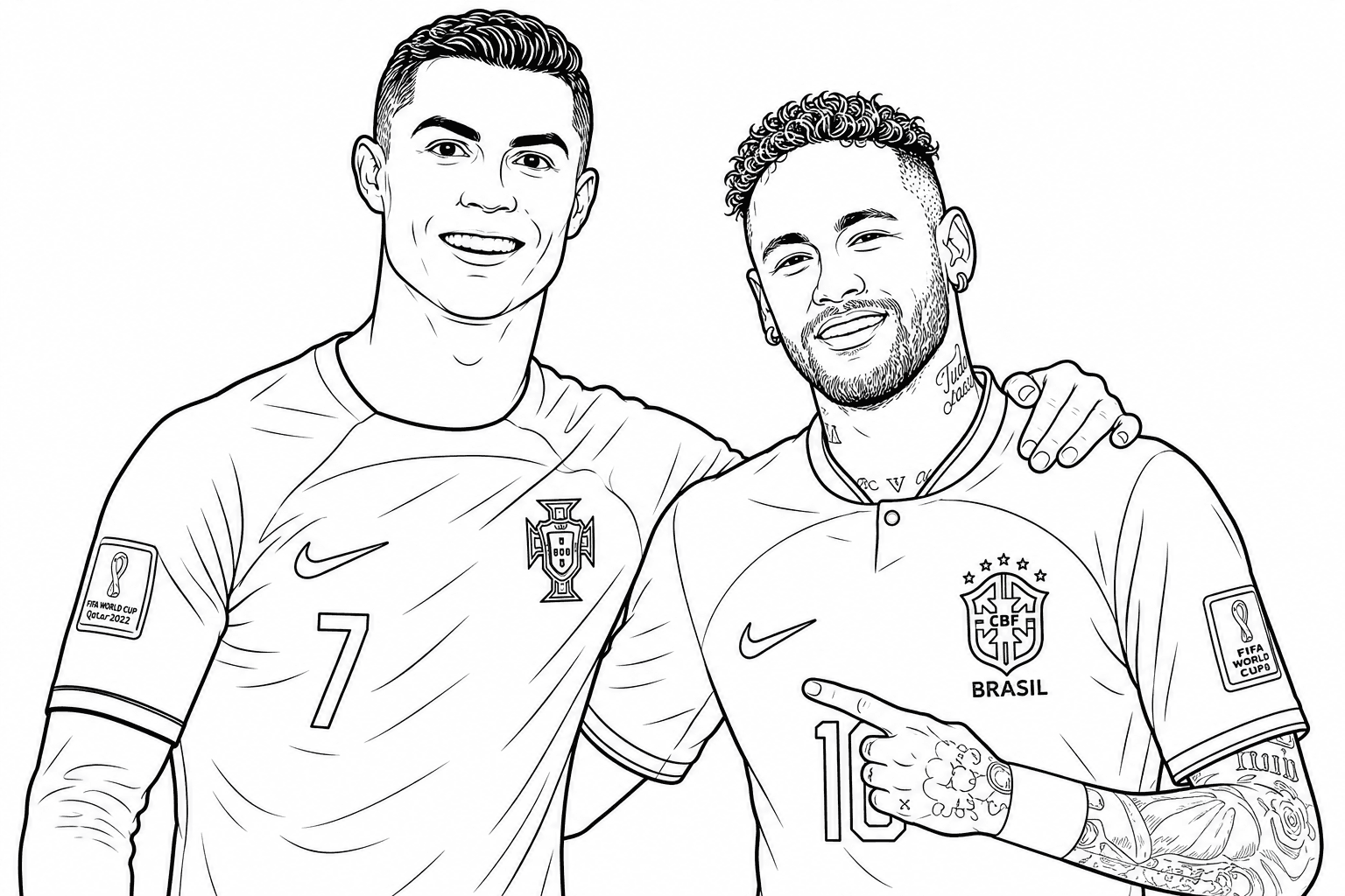 Cristiano Ronaldo e Neymar juntos para colorir