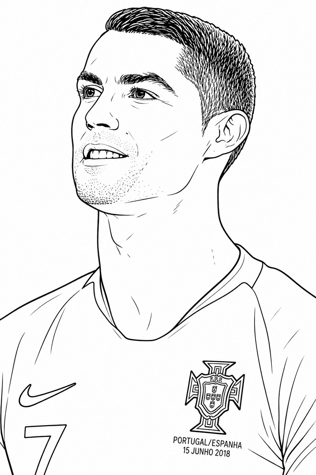 Cristiano Ronaldo com Portugal para colorir