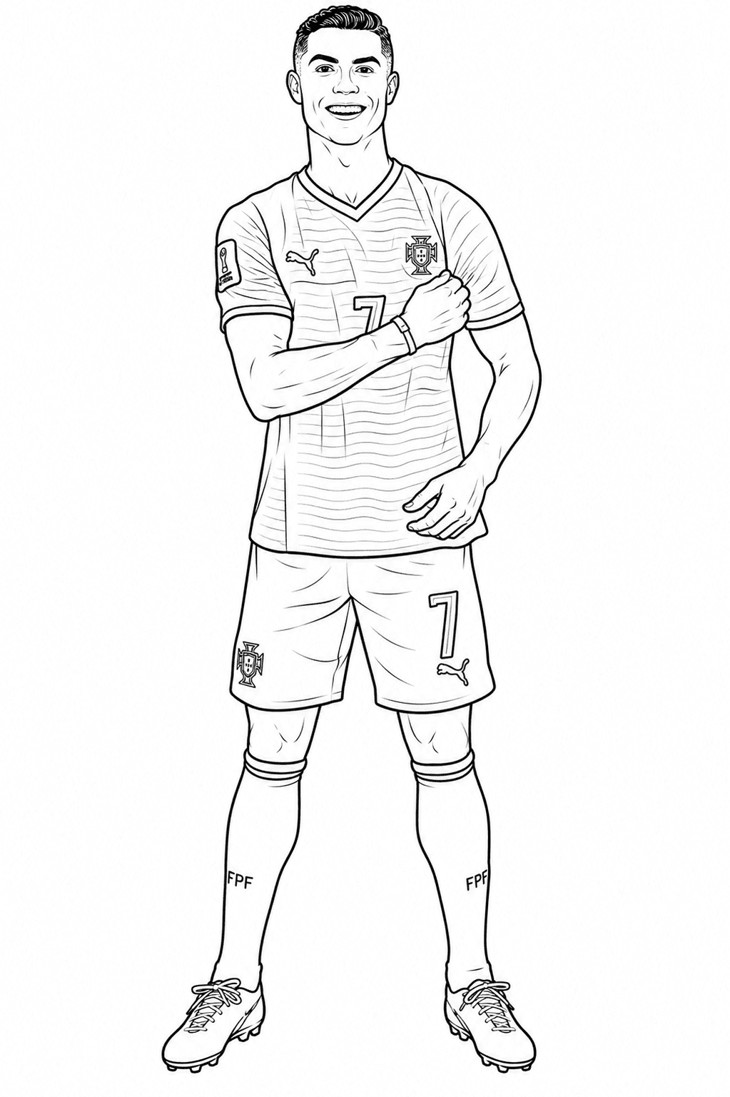 Cristiano Ronaldo em desenho realista para colorir