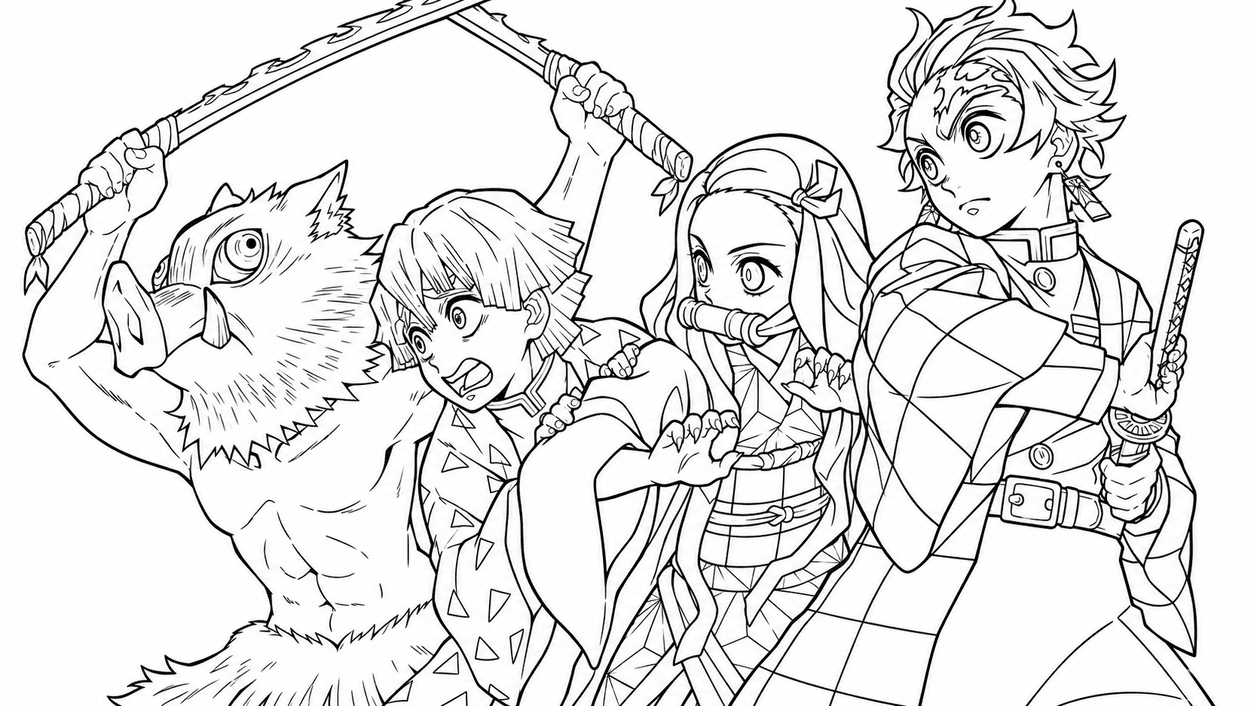 Personagens principais de Demon Slayer para colorir