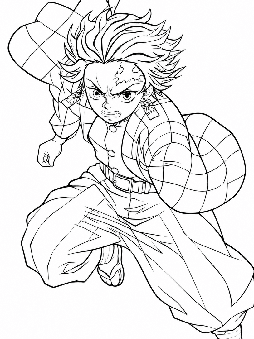 Tanjiro Kamado desenho para colorir