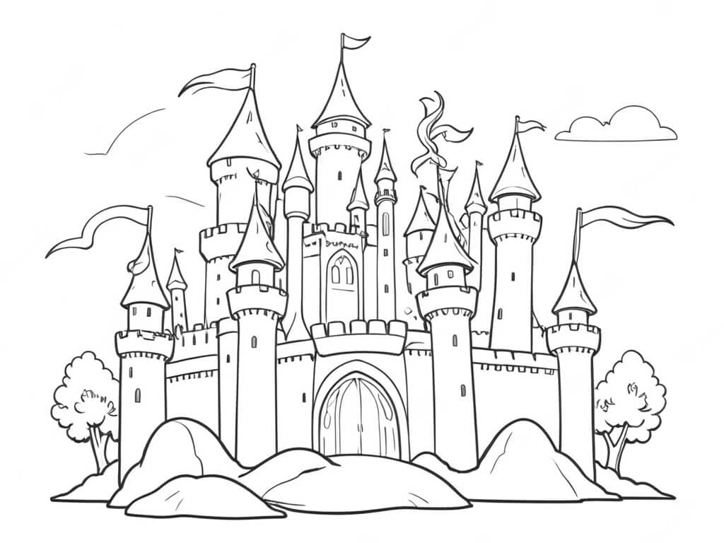 Castelo medieval para colorir