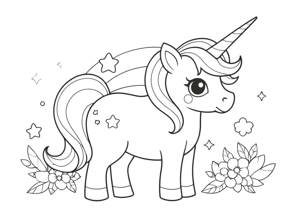 Unicornio kawaii para colorir