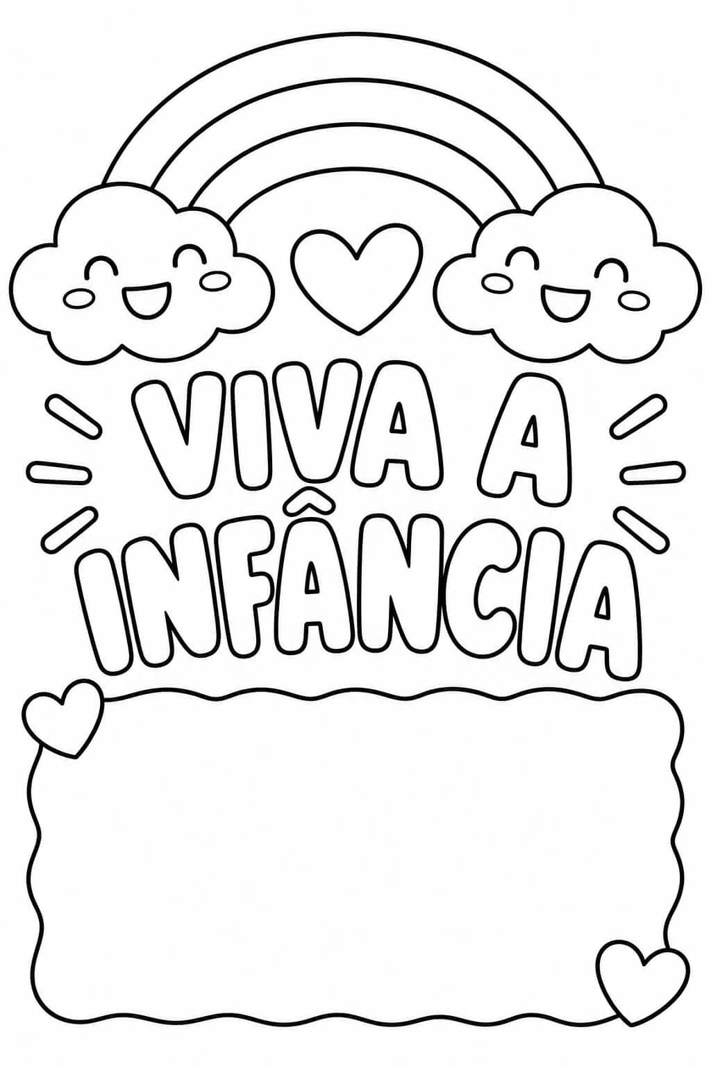 Cartão Viva a Infância para colorir