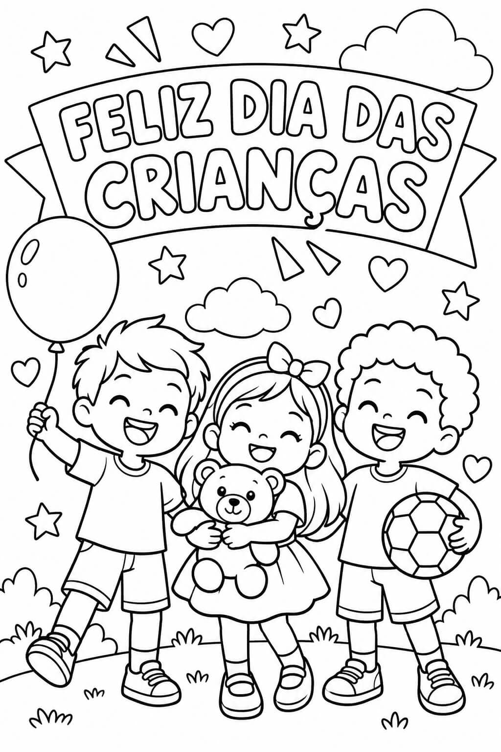 Desenho para colorir Dia das Crianças