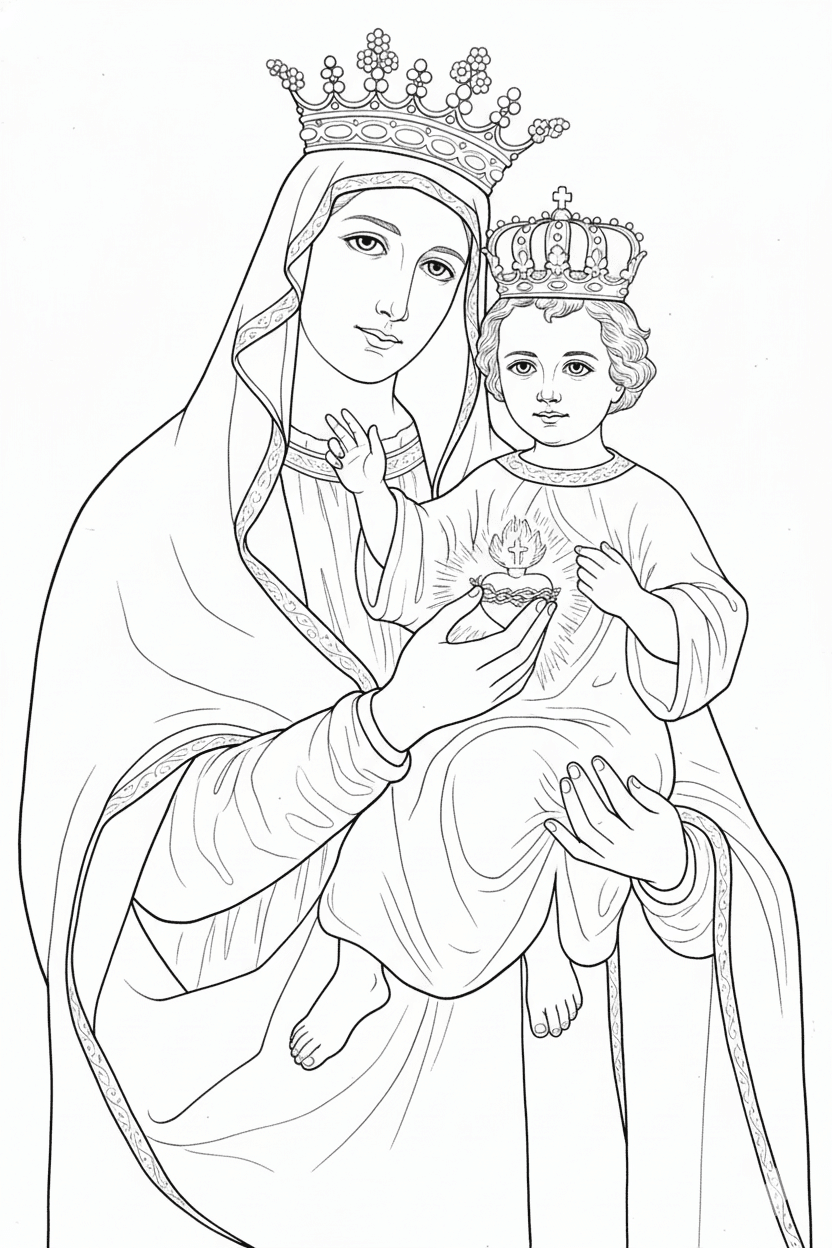 Nossa Senhora do Sagrado Coração para colorir