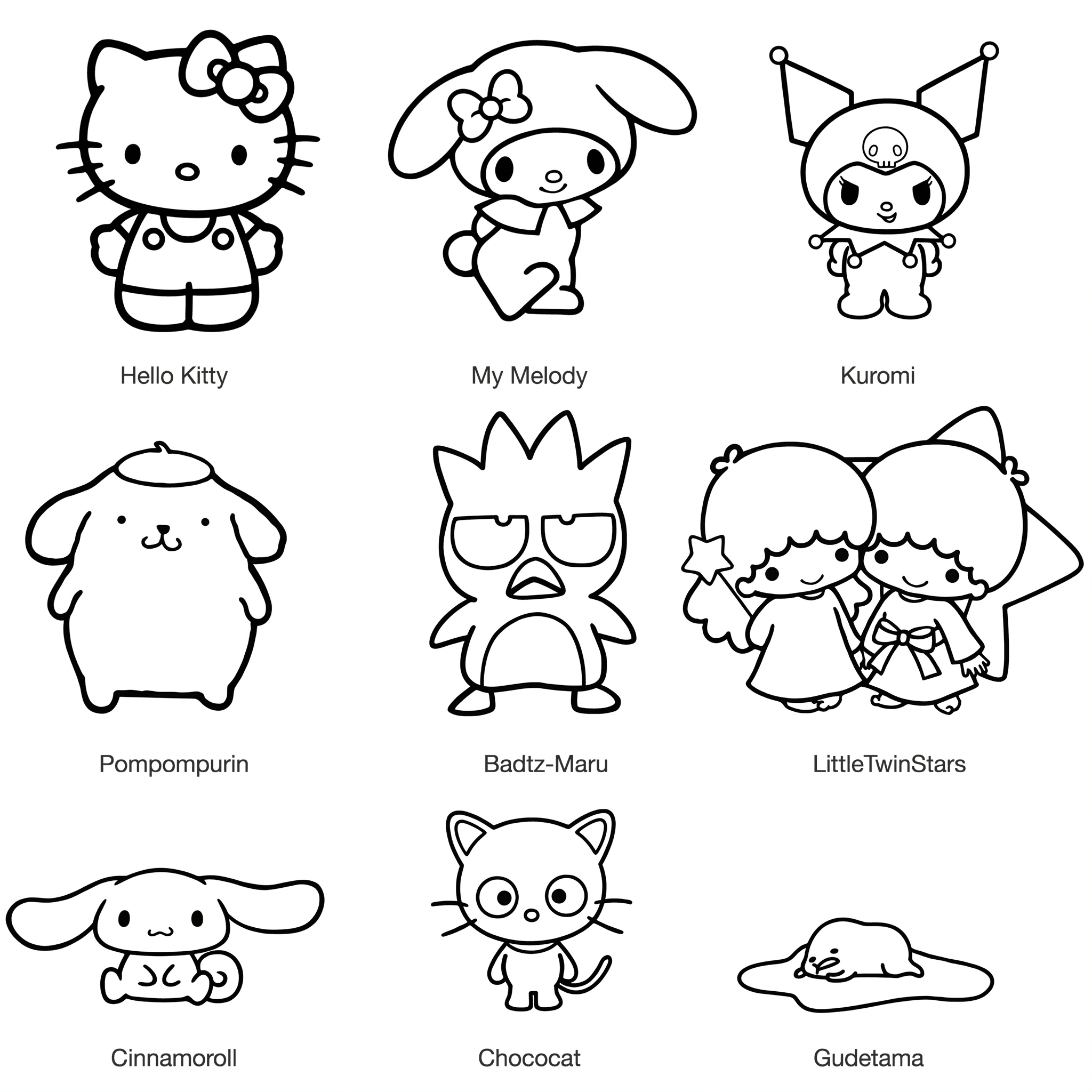 Personagens Sanrio para colorir