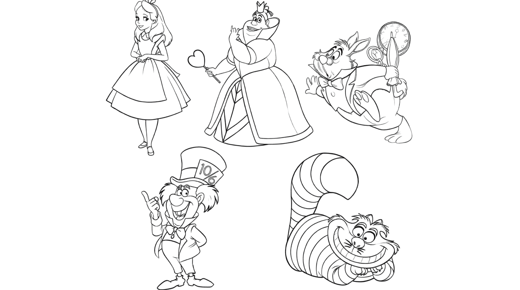 Alice e personagens para colorir