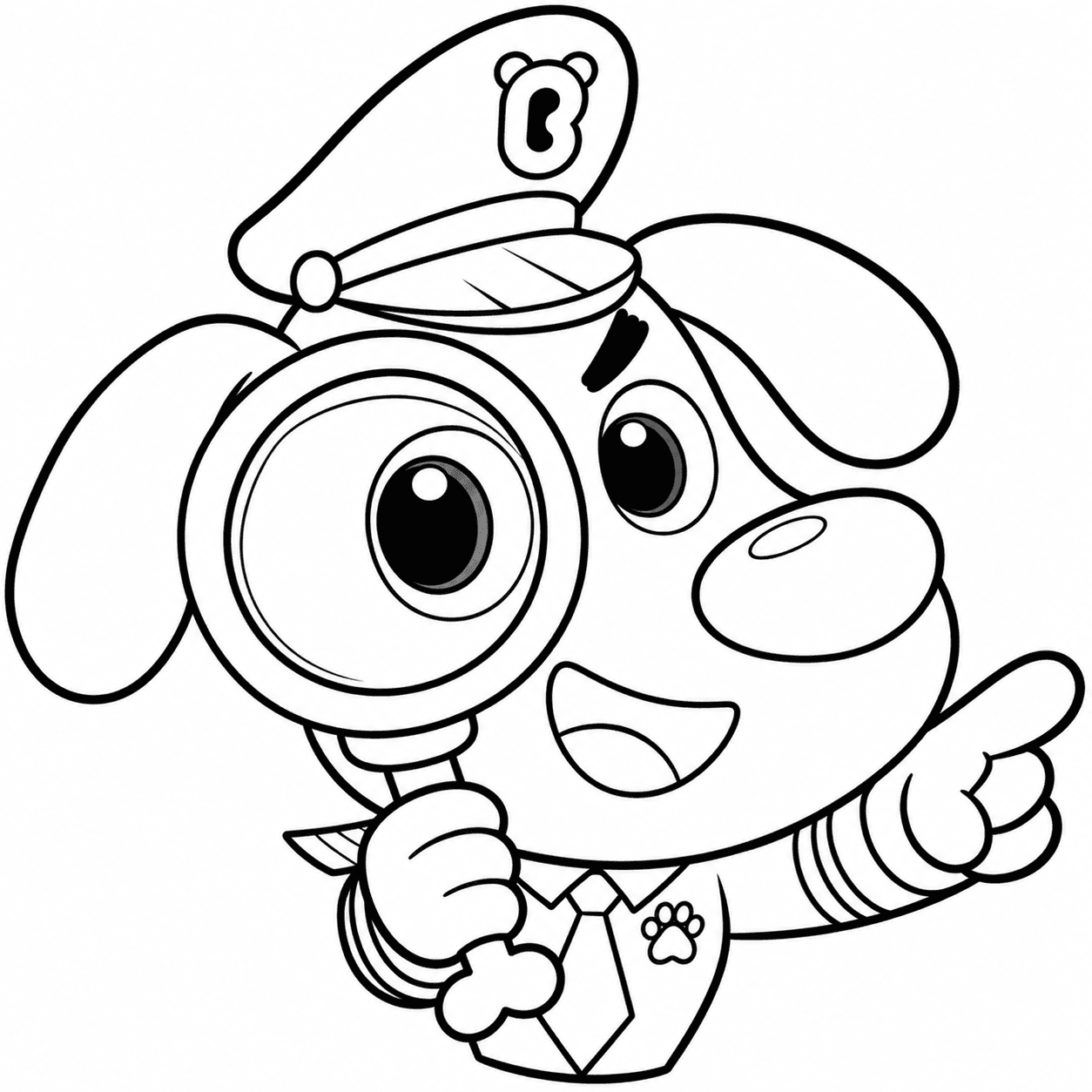 Detetive Labrador com lupa para colorir