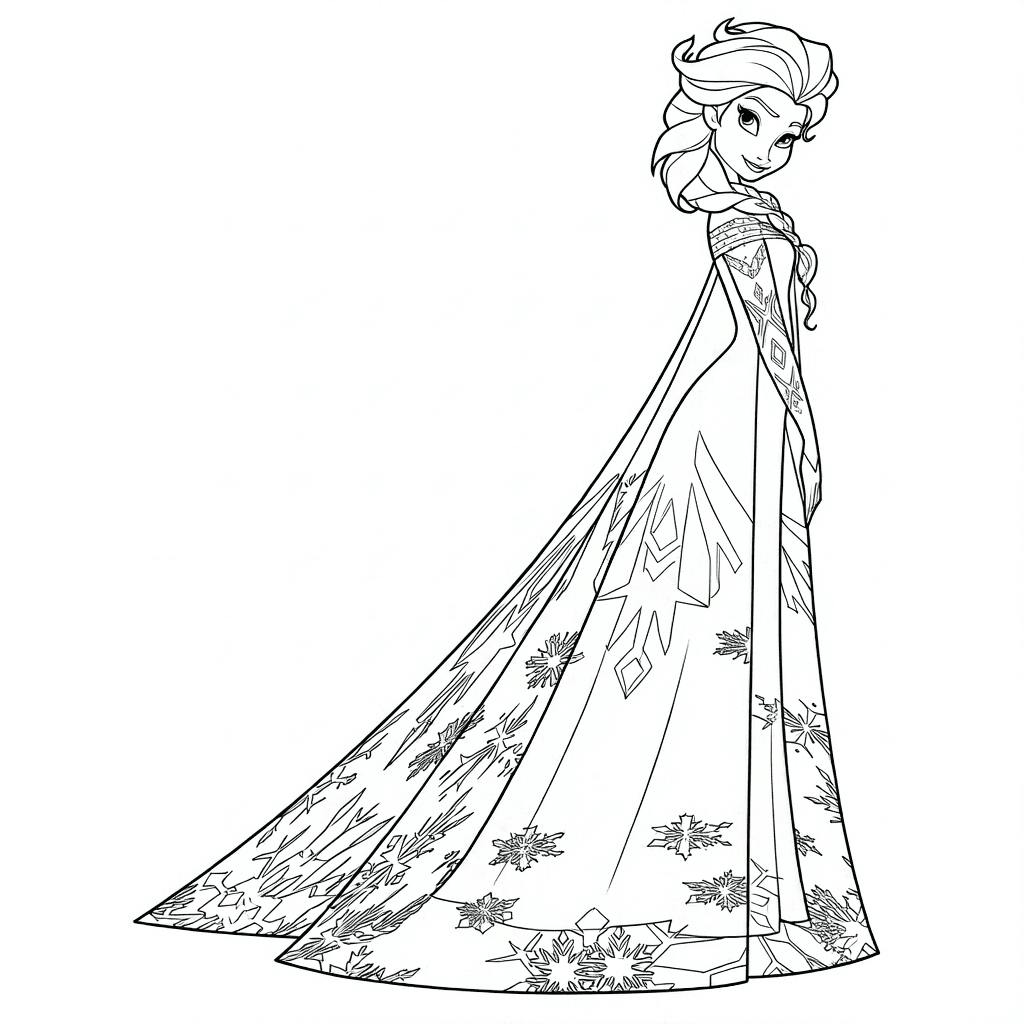 Elsa em estilo cartoon para colorir